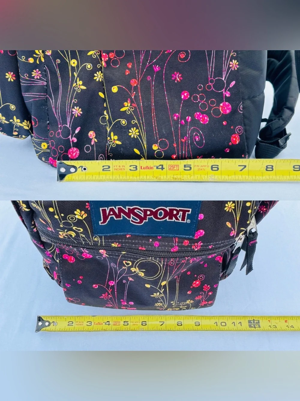 JanSport Big Student Backpack Black Y2K Colorful Floral Whimsical Indie School